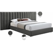 Pemberly Row Modern Gray Velvet King Bed with Chrome Metal Legs