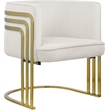 Pemberly Row Contemporary Cream Velvet Upholstered Accent Chair