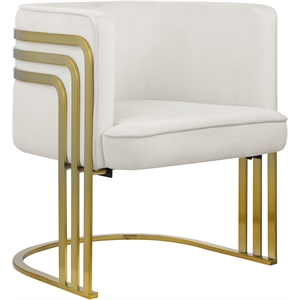 Pemberly Row Contemporary Cream Velvet Upholstered Accent Chair