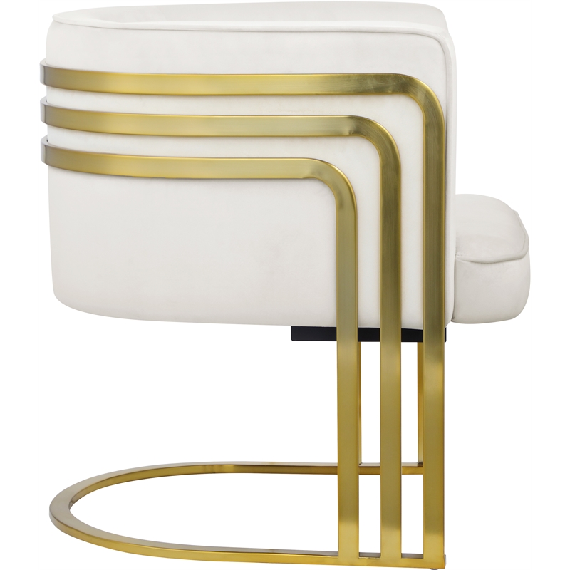 Pemberly Row Contemporary Cream Velvet Upholstered Accent Chair