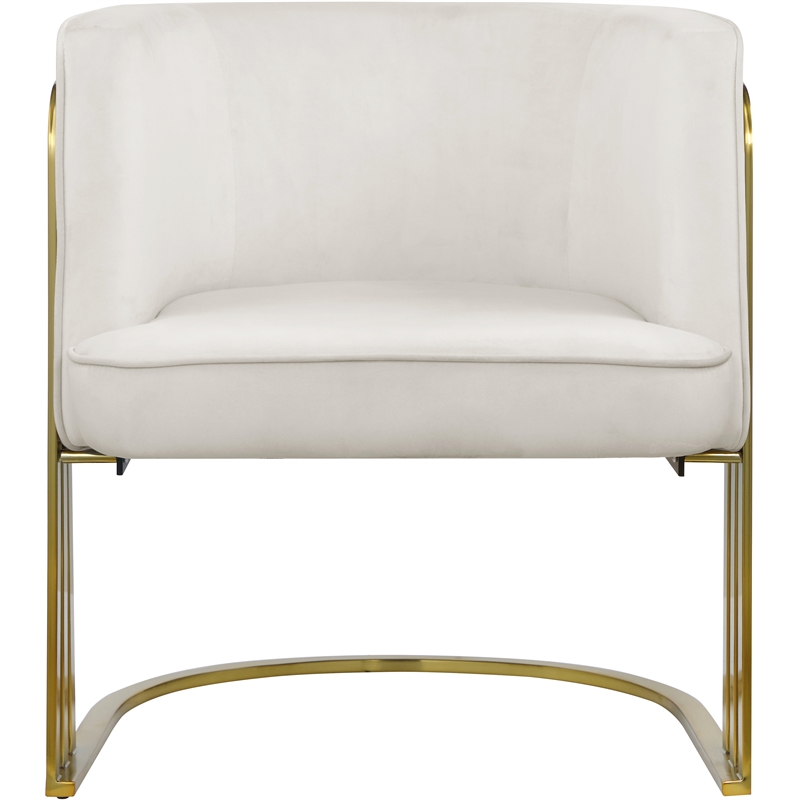 Pemberly Row Contemporary Cream Velvet Upholstered Accent Chair