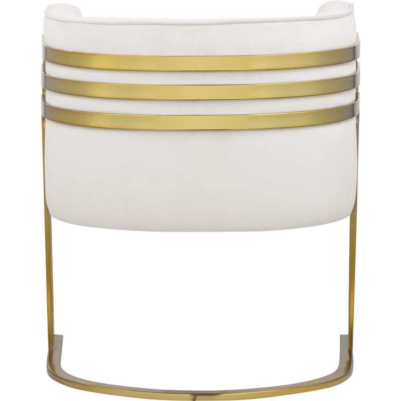 Pemberly Row Contemporary Cream Velvet Upholstered Accent Chair