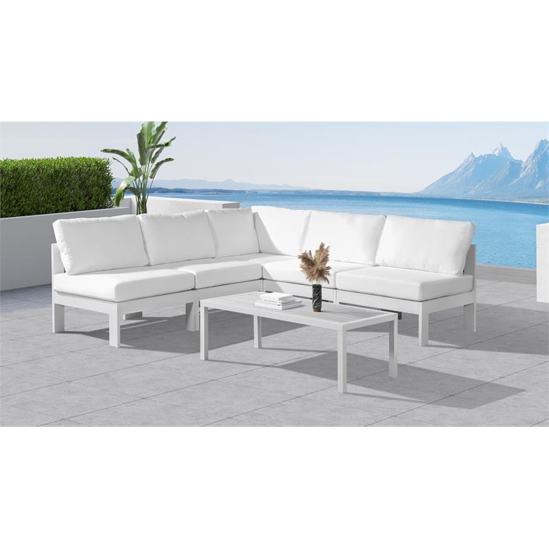 Pemberly Row Contemporary White Outdoor Patio Modular Sectional