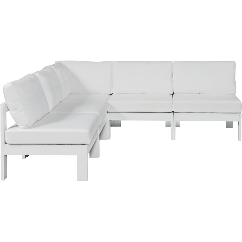 Pemberly Row Contemporary White Outdoor Patio Modular Sectional