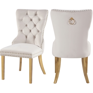 Pemberly Row Contemporary Cream Velvet Dining Chairs (Set of 2)