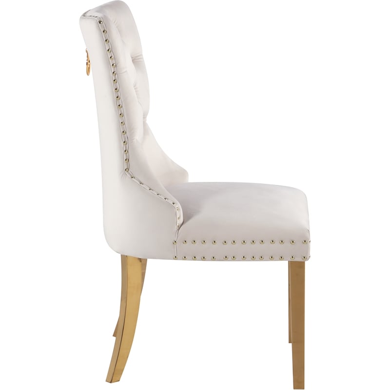 Pemberly Row Contemporary Cream Velvet Dining Chairs (Set of 2)