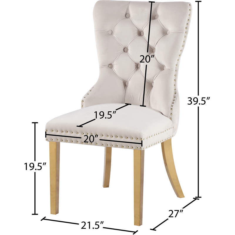 Pemberly Row Contemporary Cream Velvet Dining Chairs (Set of 2)