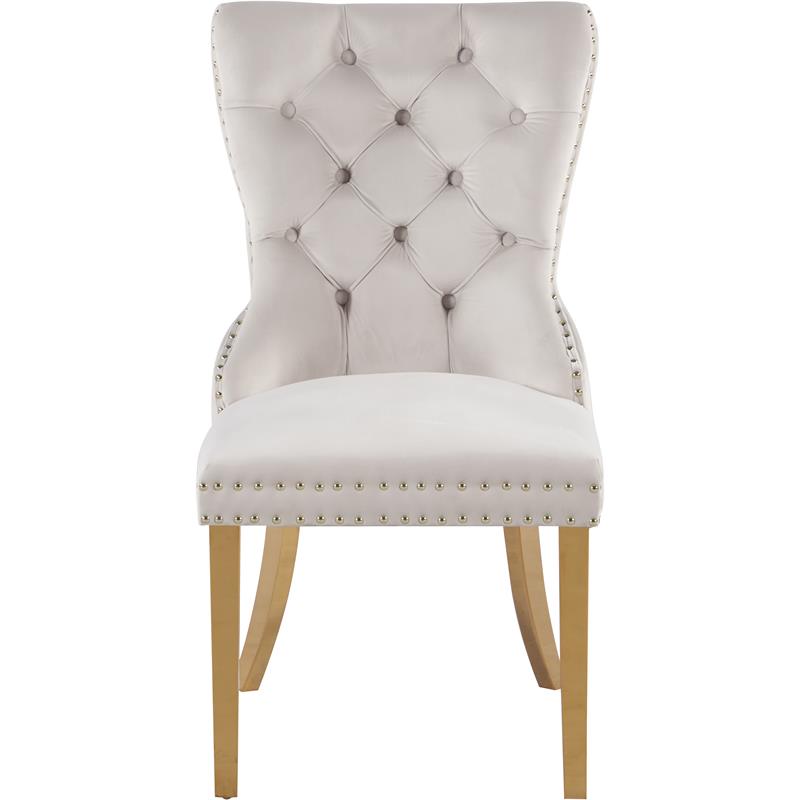 Pemberly Row Contemporary Cream Velvet Dining Chairs (Set of 2)