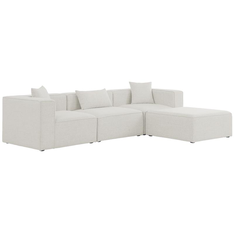 Pemberly Row Contemporary Cream Durable Linen Modular Sectional