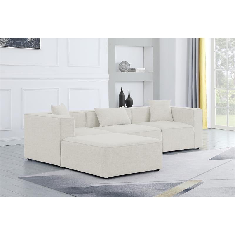 Pemberly Row Contemporary Cream Durable Linen Modular Sectional