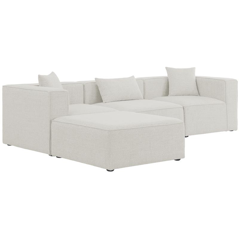 Pemberly Row Contemporary Cream Durable Linen Modular Sectional