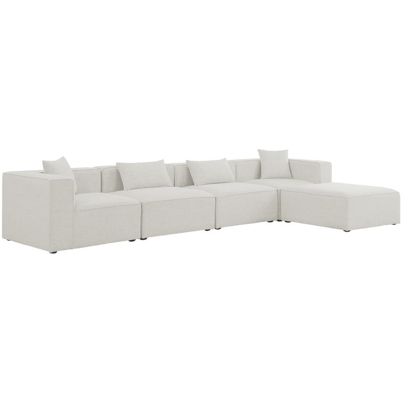 Pemberly Row Contemporary Cream Durable Linen Modular Sectional