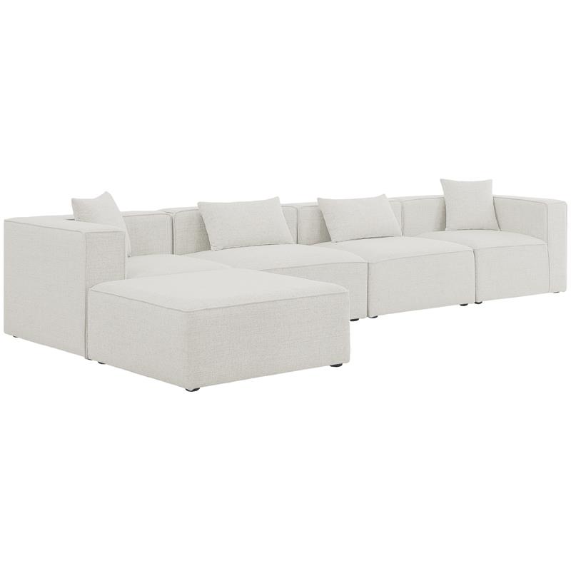 Pemberly Row Contemporary Cream Durable Linen Modular Sectional