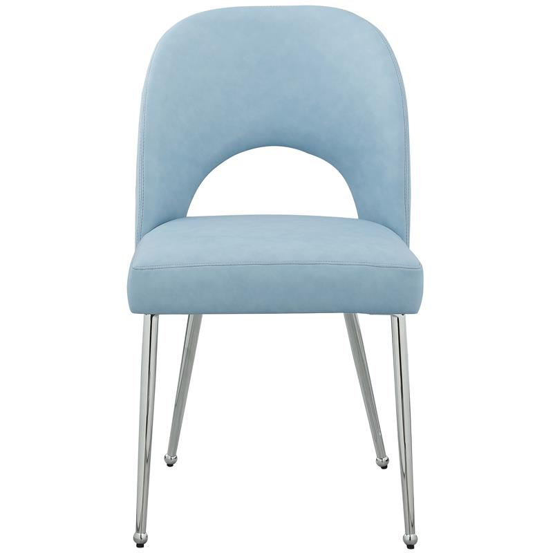 Pemberly Row Contemporary Light Blue Vegan Leather Dining Chair