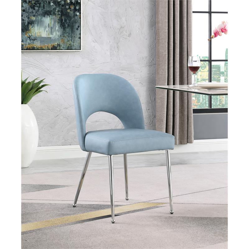 Pemberly Row Contemporary Light Blue Vegan Leather Dining Chair