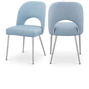 Pemberly Row Contemporary Light Blue Vegan Leather Dining Chair