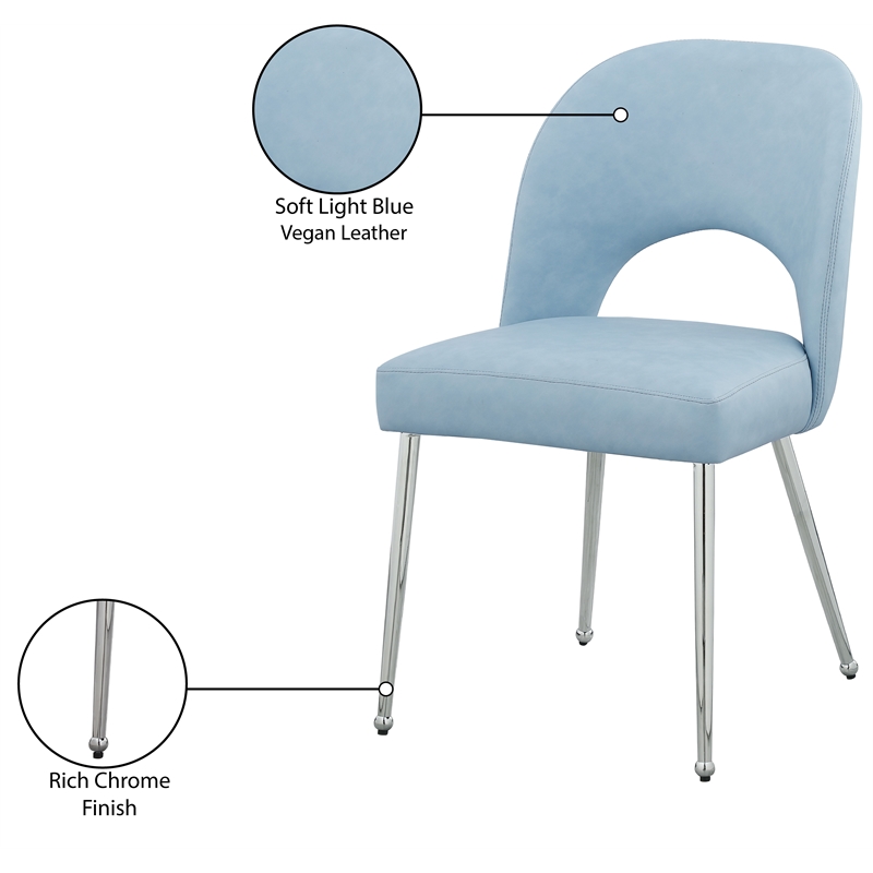 Pemberly Row Contemporary Light Blue Vegan Leather Dining Chair