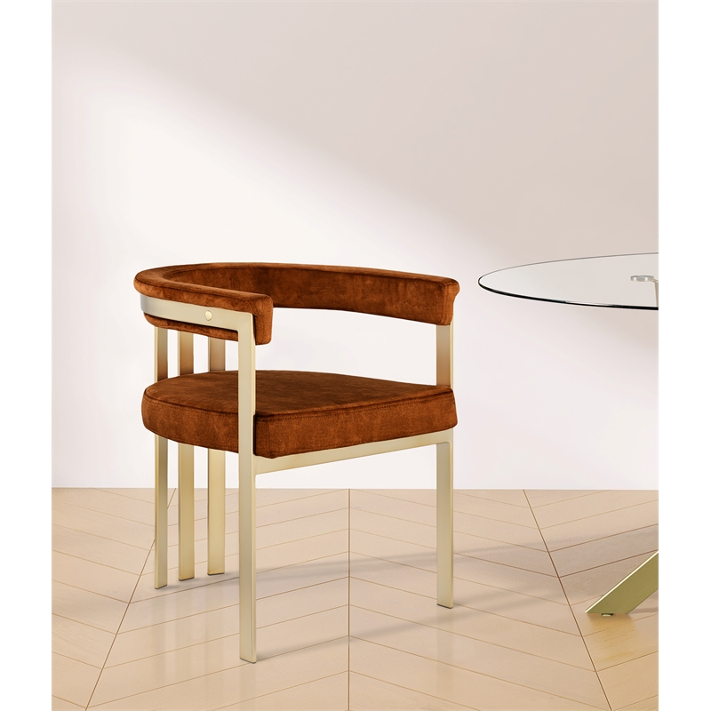 Pemberly Row Contemporary Cognac Velvet Dining Chair (Set of 2)