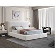 Pemberly Row Contemporary Cream Linen Textured Fabric Queen Bed