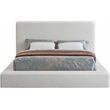 Pemberly Row Contemporary Cream Linen Textured Fabric Queen Bed