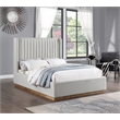 Pemberly Row Contemporary Cream Linen Textured Fabric Queen Bed