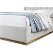 Pemberly Row Contemporary Cream Linen Textured Fabric Queen Bed