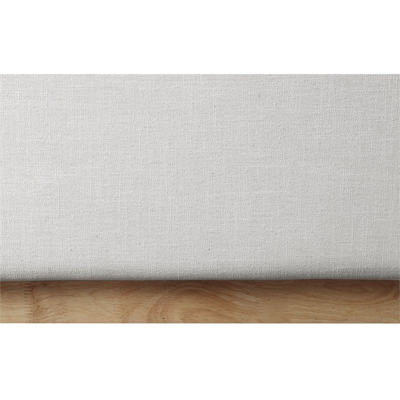 Pemberly Row Contemporary Cream Linen Textured Fabric Queen Bed