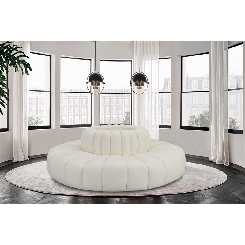 Pemberly Row Contemporary Cream Vegan Leather Modular Sectional