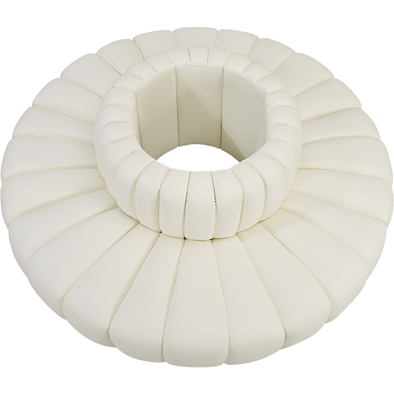 Pemberly Row Contemporary Cream Vegan Leather Modular Sectional