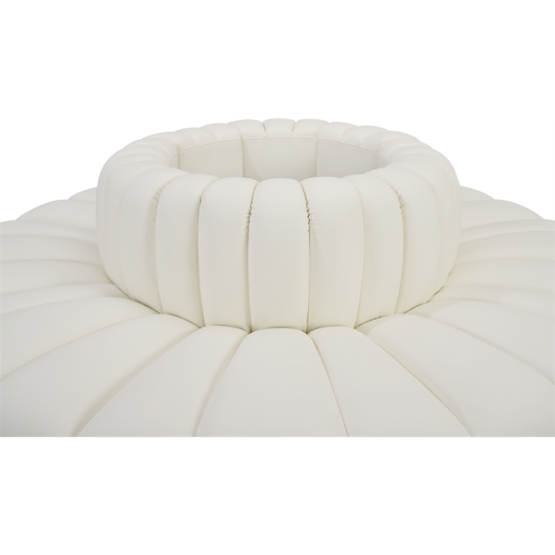 Pemberly Row Contemporary Cream Vegan Leather Modular Sectional