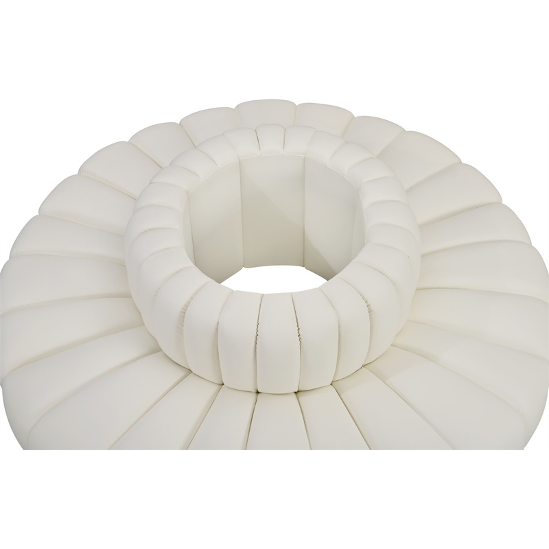 Pemberly Row Contemporary Cream Vegan Leather Modular Sectional