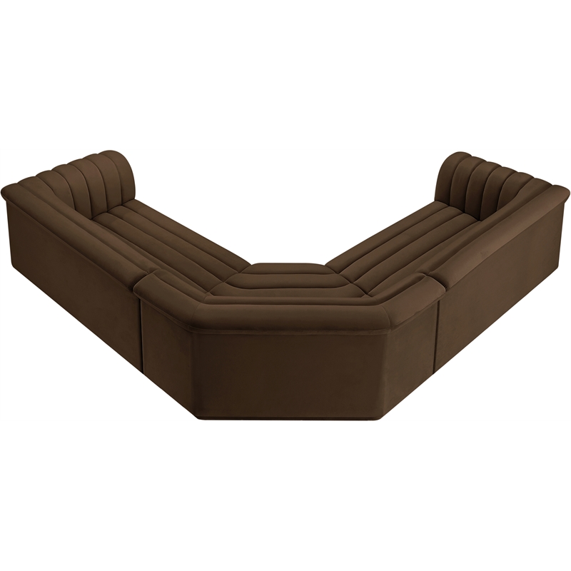 Pemberly Row Contemporary Brown Velvet Fabric Modular Sectional
