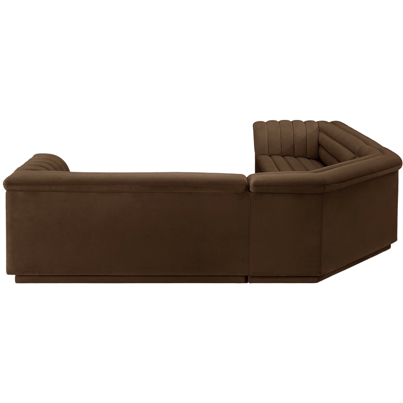 Pemberly Row Contemporary Brown Velvet Fabric Modular Sectional