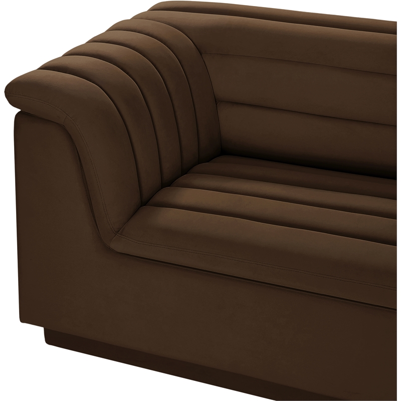 Pemberly Row Contemporary Brown Velvet Fabric Modular Sectional