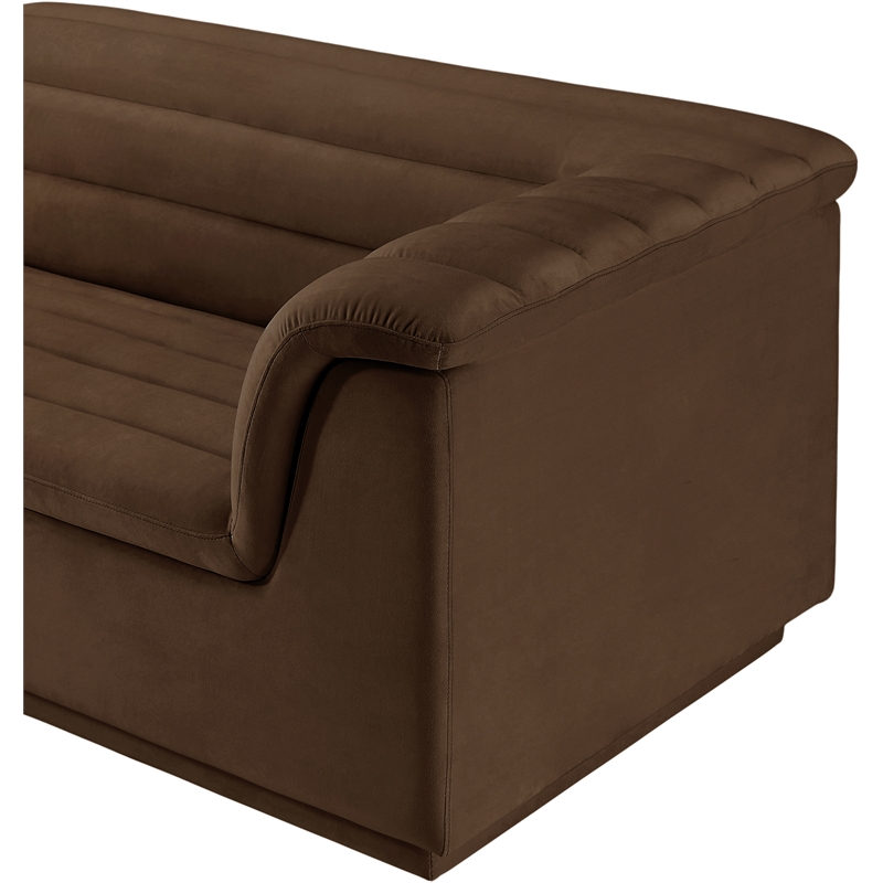 Pemberly Row Contemporary Brown Velvet Fabric Modular Sectional