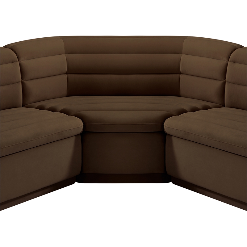 Pemberly Row Contemporary Brown Velvet Fabric Modular Sectional