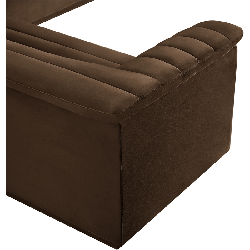 Pemberly Row Contemporary Brown Velvet Fabric Modular Sectional