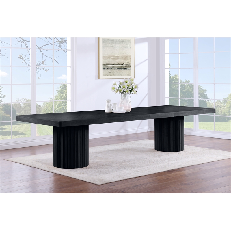 Pemberly Row Contemporary Black Acacia with Veneer Dining Table