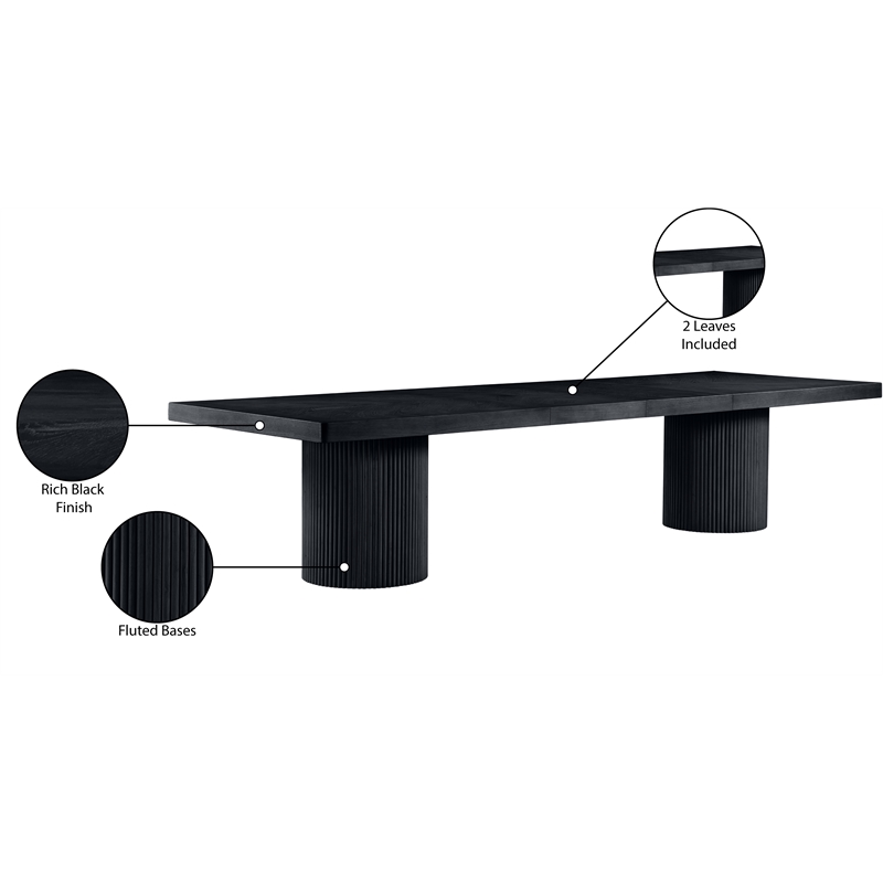 Pemberly Row Contemporary Black Acacia with Veneer Dining Table