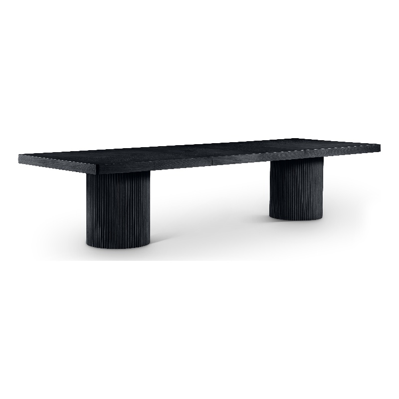 Pemberly Row Contemporary Black Acacia with Veneer Dining Table