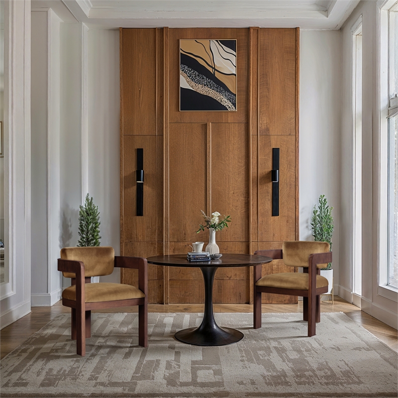 Pemberly Row Contemporary Saddle Velvet Dining Chair (Set of 2)