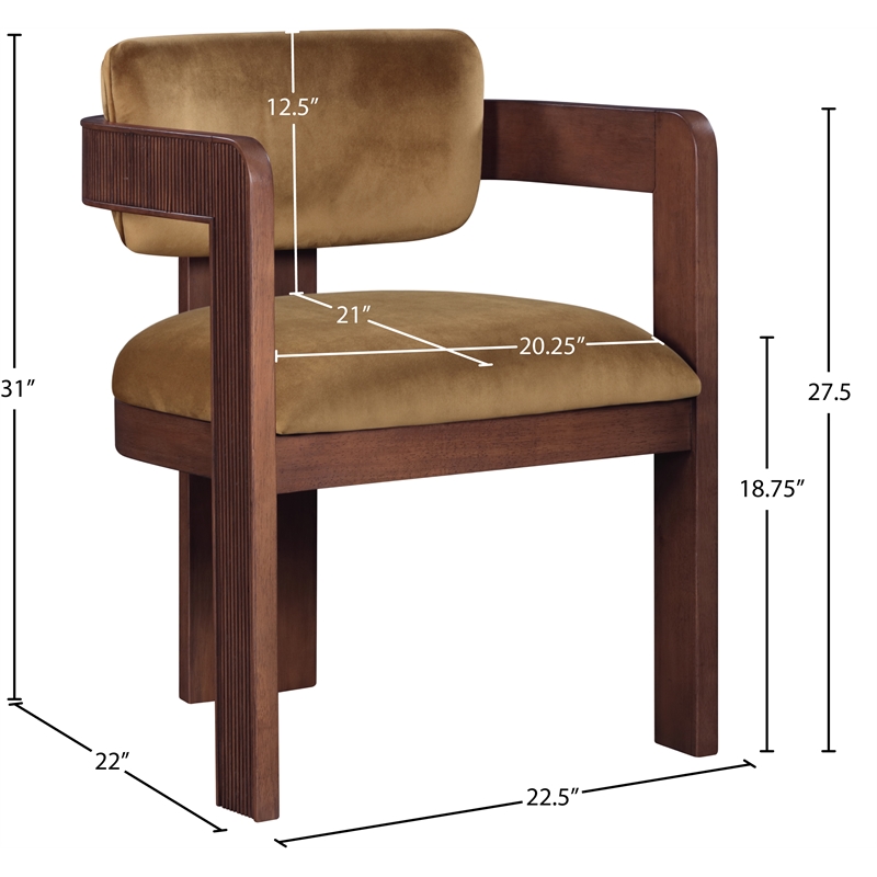 Pemberly Row Contemporary Saddle Velvet Dining Chair (Set of 2)