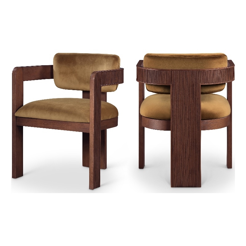 Pemberly Row Contemporary Saddle Velvet Dining Chair (Set of 2)