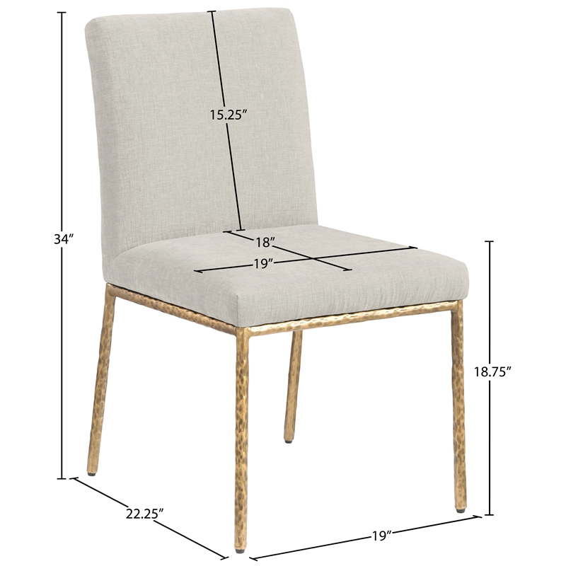 Pemberly Row Cream Chenille Fabric Dining Side Chair (Set of 2)