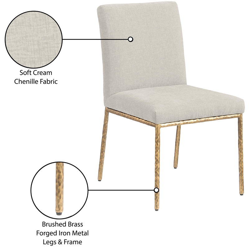 Pemberly Row Cream Chenille Fabric Dining Side Chair (Set of 2)
