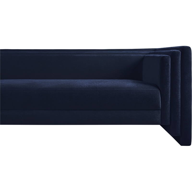 Pemberly Row Contemporary Navy Chenille Fabric Upholstered Sofa
