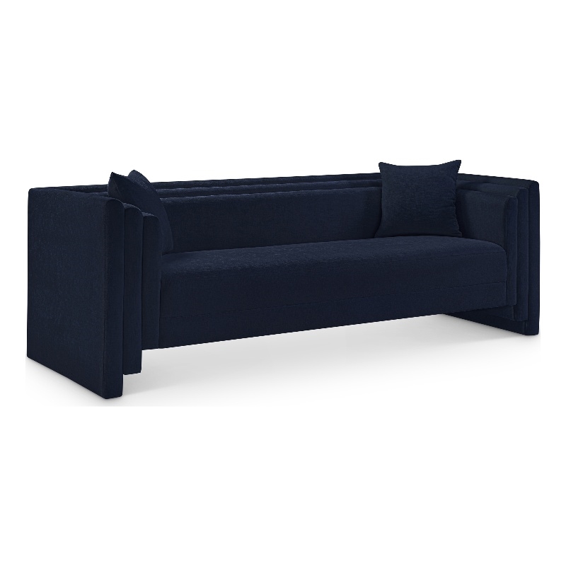 Pemberly Row Contemporary Navy Chenille Fabric Upholstered Sofa