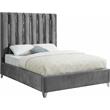 Pemberly Row Contemporary Solid Wood and Velvet Full Bed in Gray