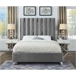 Pemberly Row Contemporary Solid Wood and Velvet Full Bed in Gray