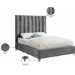 Pemberly Row Contemporary Solid Wood and Velvet Full Bed in Gray